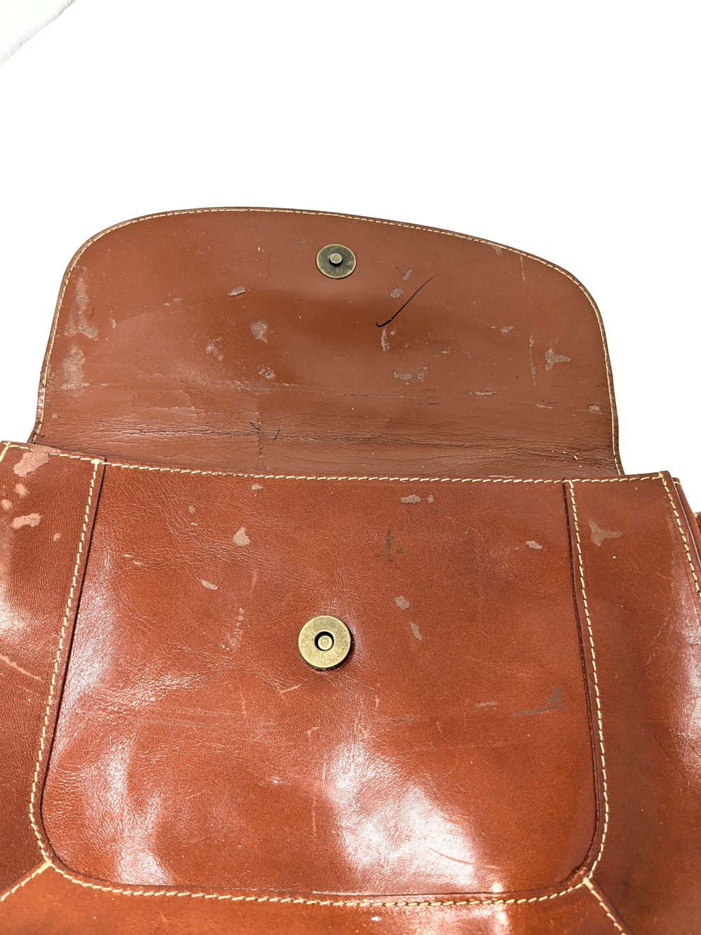 CLAUDIA Tan Leather Flap Bag — Crown Logo Detail - Picture 7 of 9